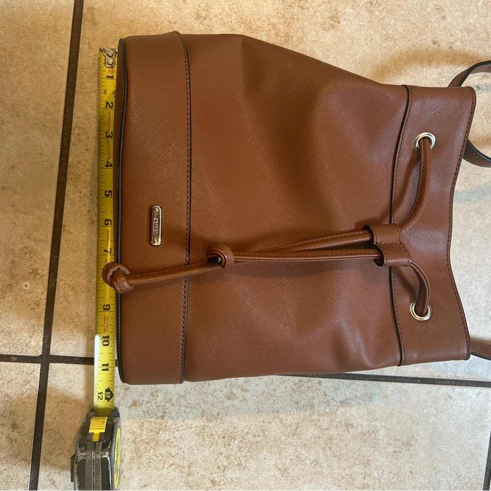 CHAPS Mini Bucket Bag - Brown Crossbody Tote - Picture 12 of 12